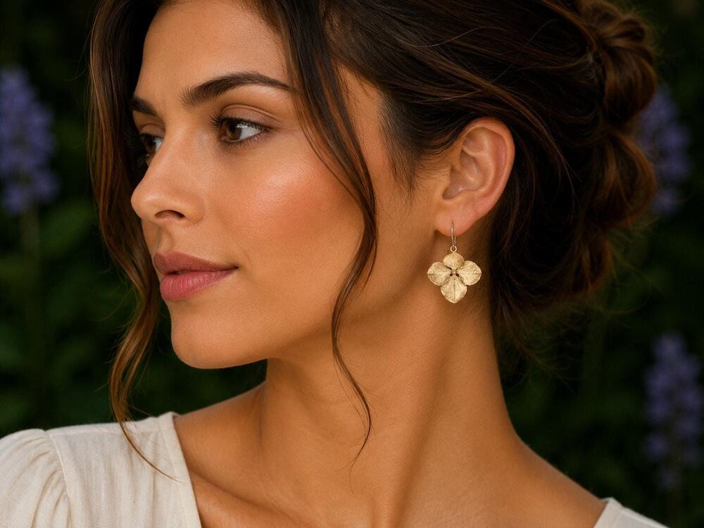 Michael Michaud Special Edition Hydrangea Petal Wire Drop Earrings
